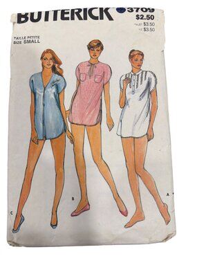 Butterick 3709 Misses Nightshirt & Shorts Sewing Pattern Size Small Loose-Fittin